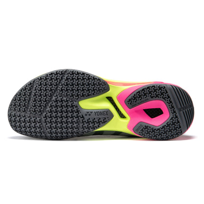 Close-up of a Yonex squash shoe sole on a white background