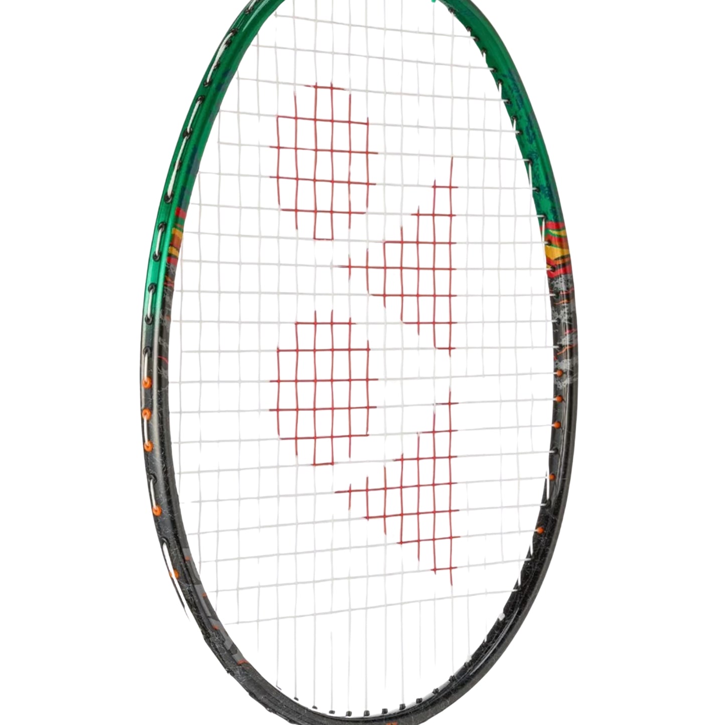 Black and green Yonex Astrox 99 Play badminton racket on a white background