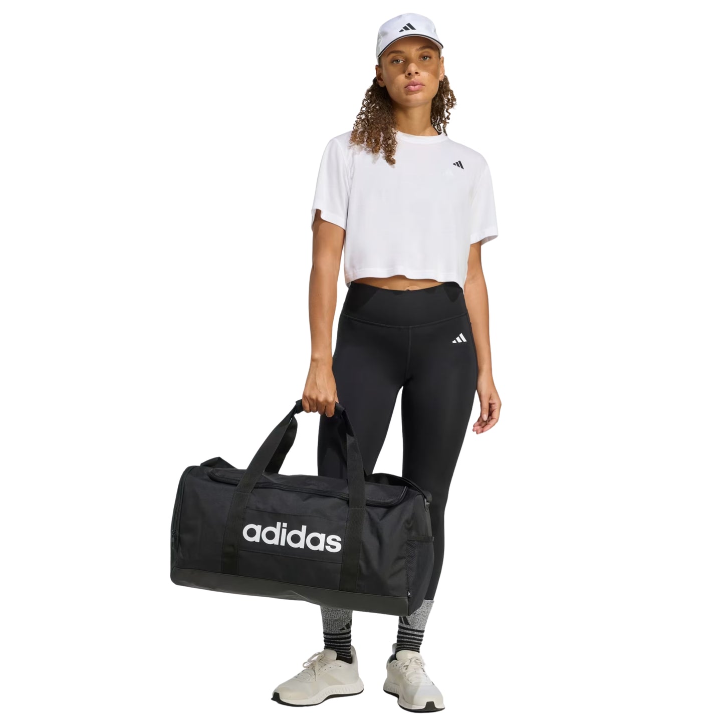 ADIDAS BAG DUFFEL LINEAR MEDIUM BLACK/WHITE