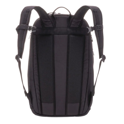 Back view of a backpack on a white background