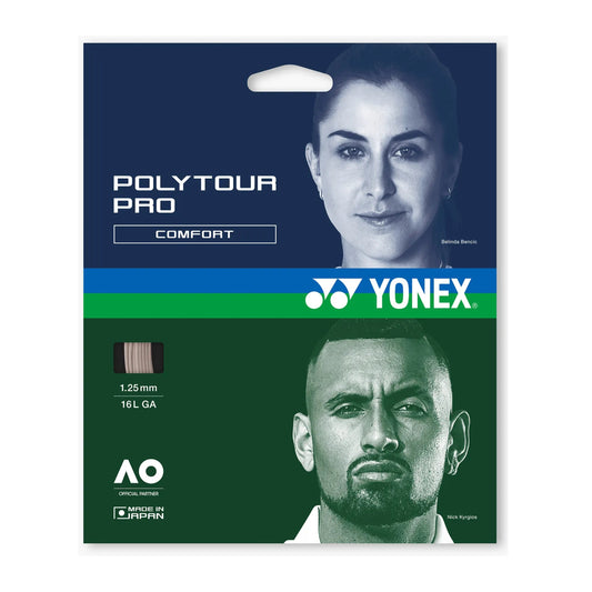 Yonex string Polytour Pro Comfort packaging on a white background
