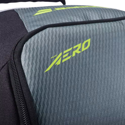 Close-up of a backpack bag with 'Aero' branding on a gray background