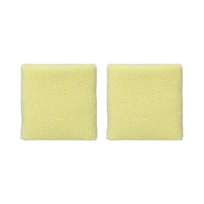 Two light yellow wristbands on a white background