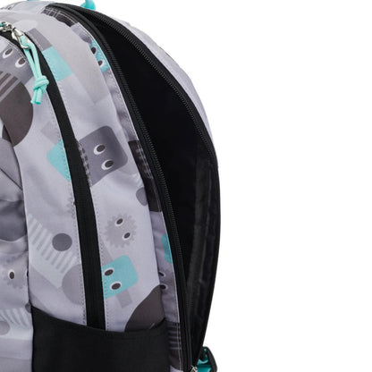 Backpack with gray and black pattern on a white background