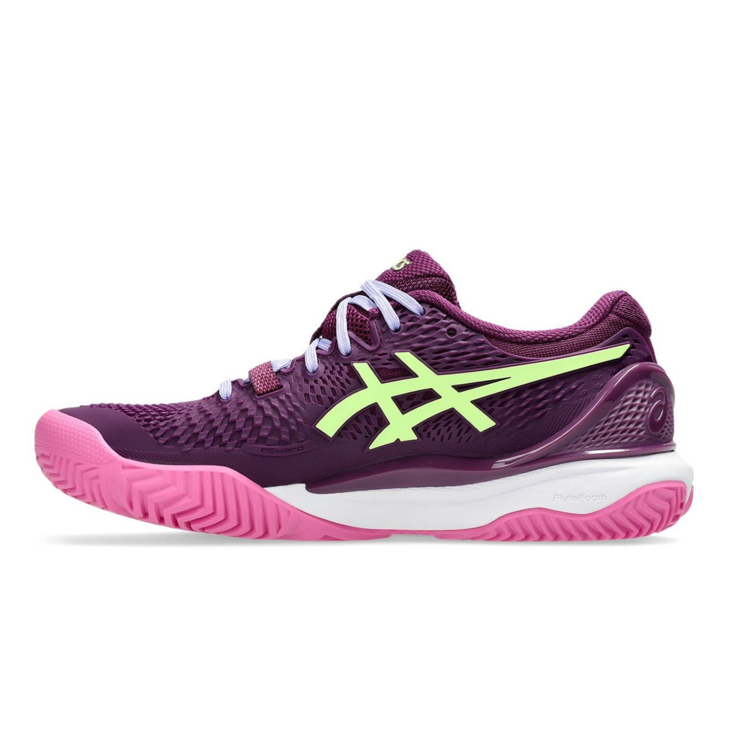 TWICE0927  ASICS SHOE G-RESOLUTION 9 PADEL WN DEEP MAUVE/LIME GREEN (AW24