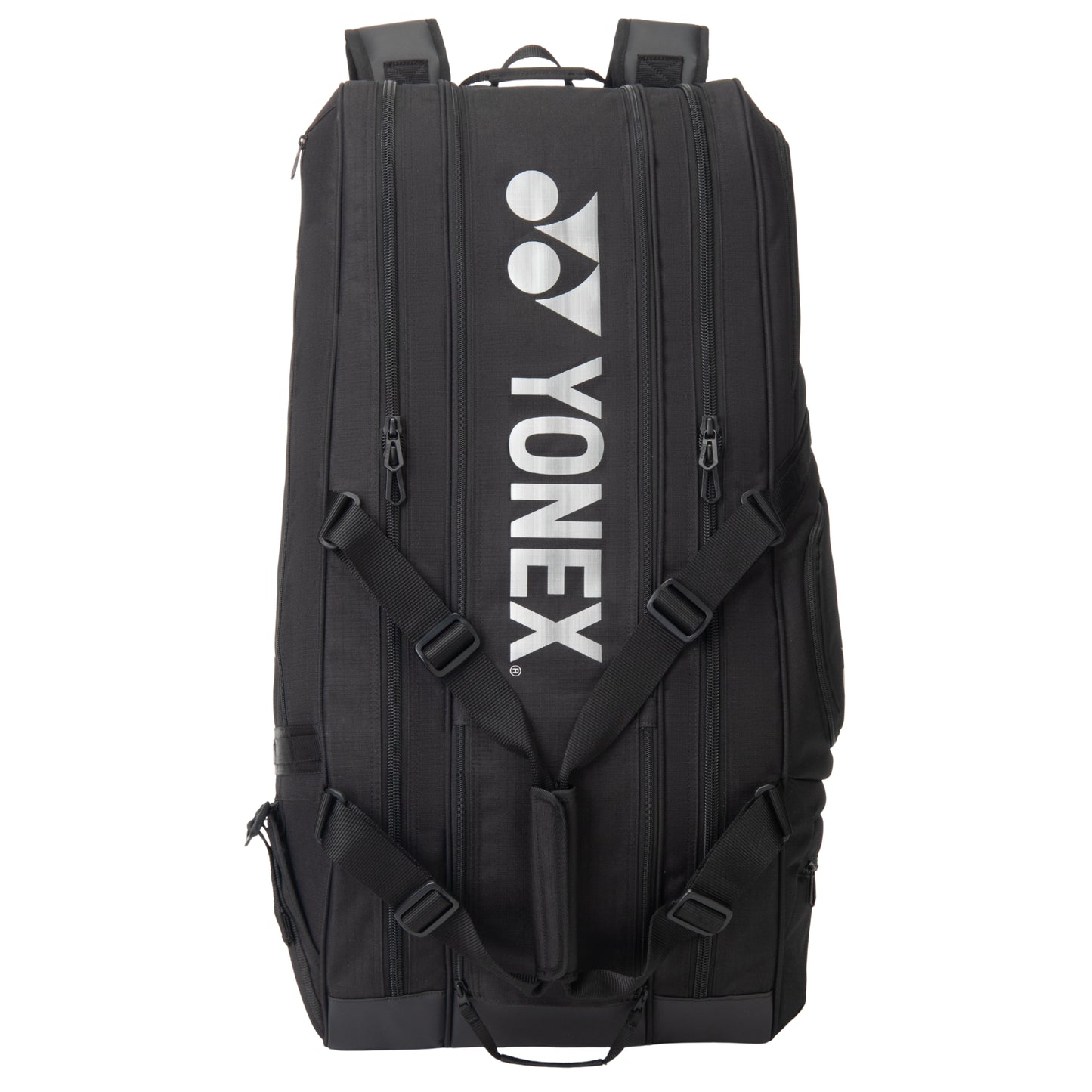 Black backpack with Yonex logo on a white background
