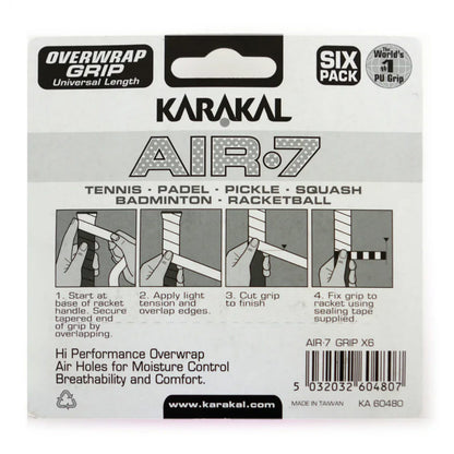 KARAKAL GRIP OVERGRIP AIR 7 ASSORTED (6) BLK