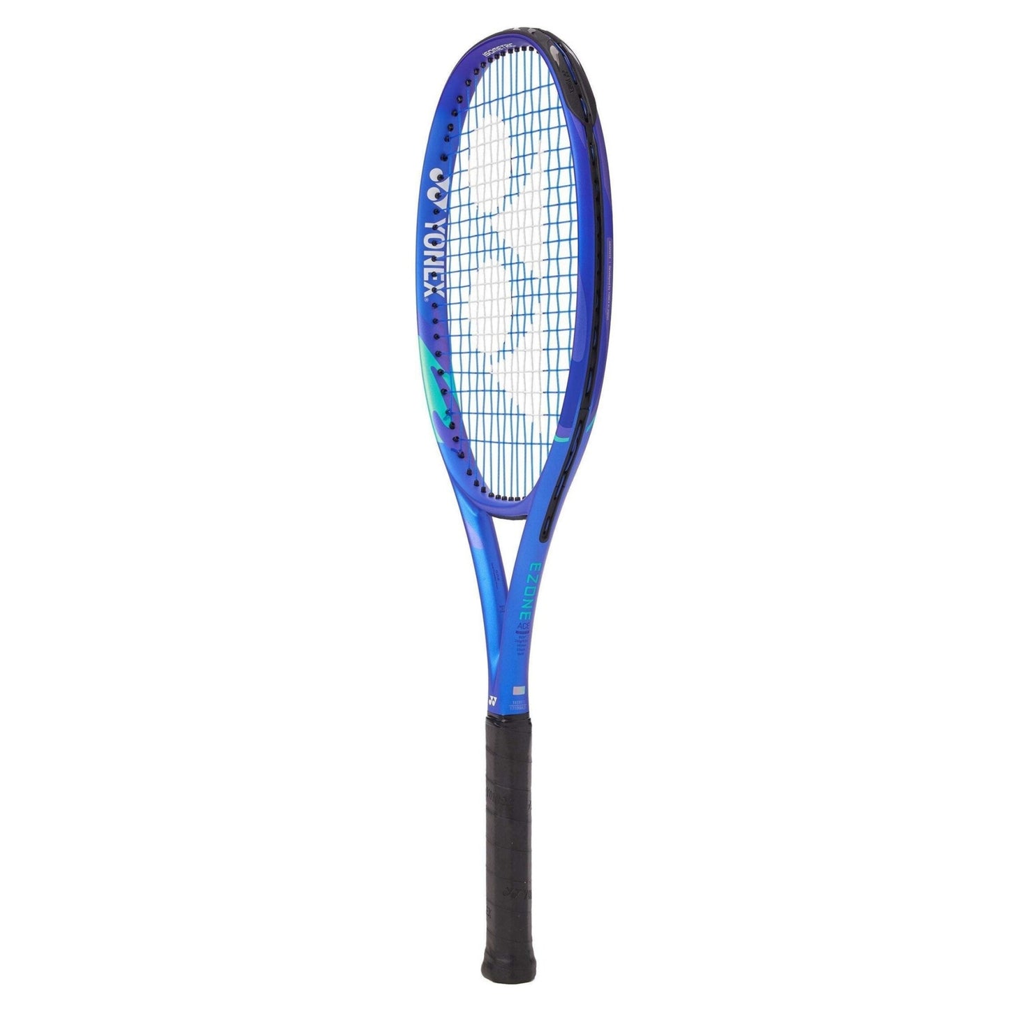 Blue Yonex Ezone Racket on a whte background