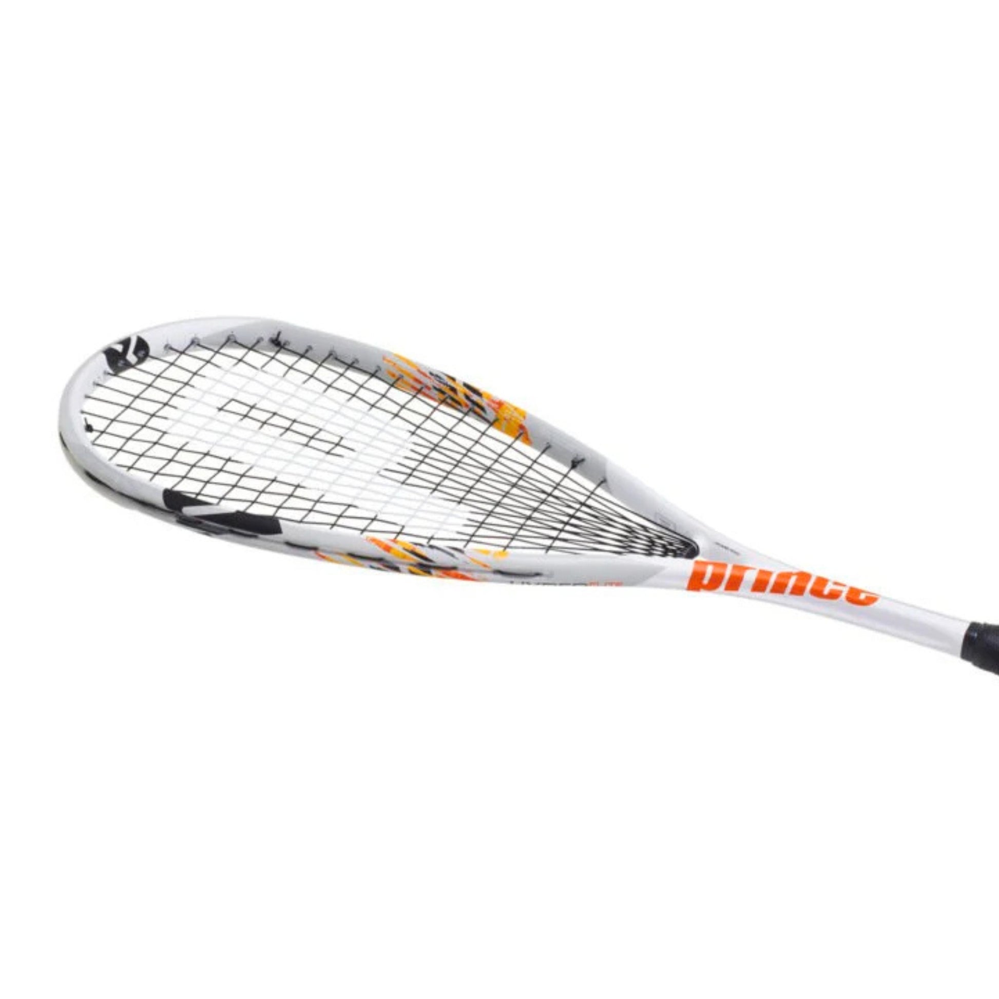 Squash racket with 'Prince' branding on a white background