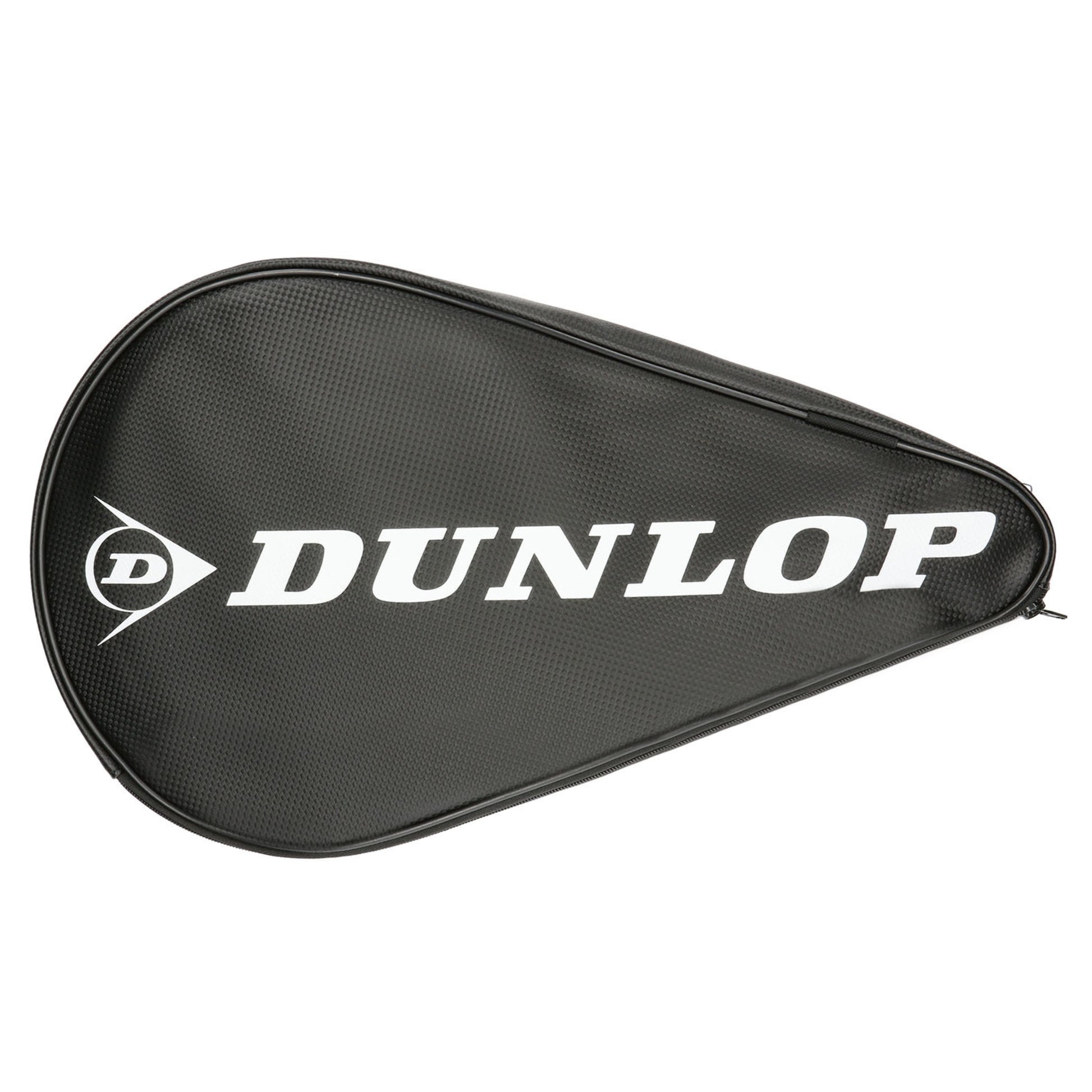 Black bag with white Dunlop logo on a padel racket cover