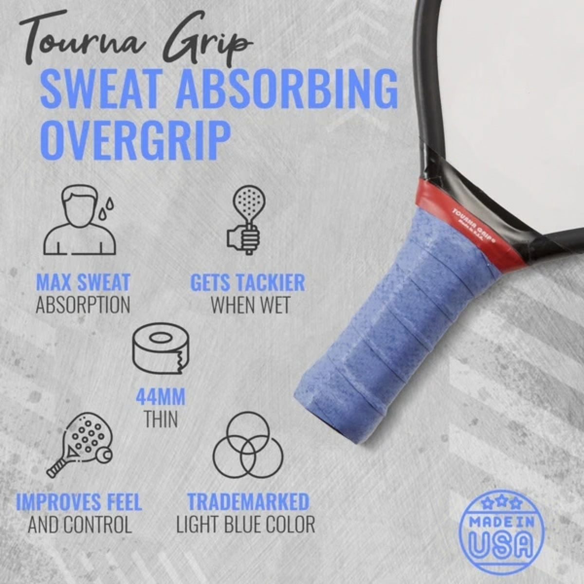 TOURNA GRIP OVERGRIP PICKLEBALL DRY FEEL BLUE (2)