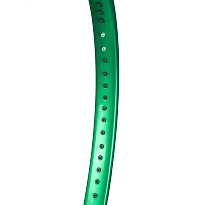 Green tennis racket frame on a white background
