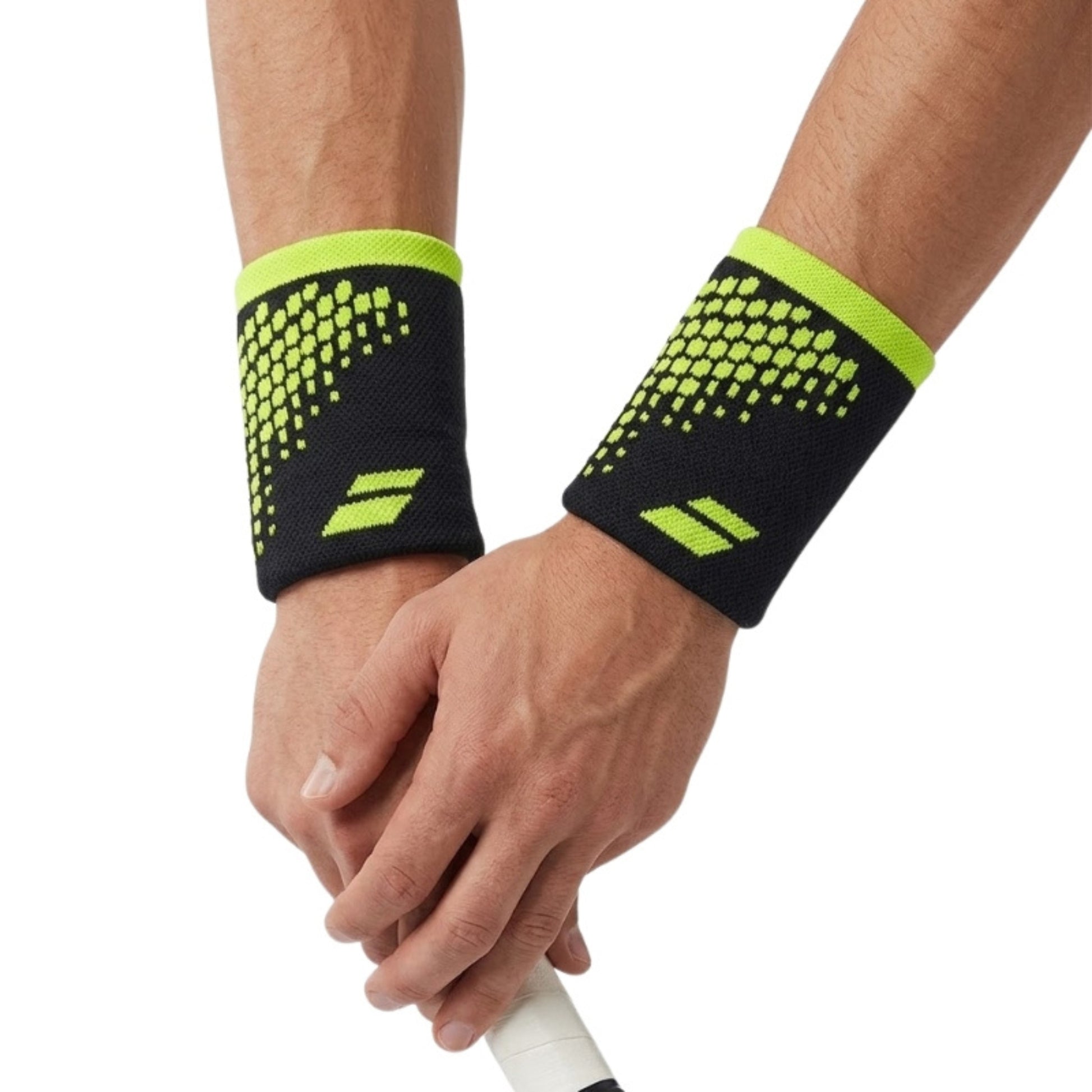 Babolat Logo Jumbo Wristbands - White/Rabbit Grey - Tennis Sweat Absorption