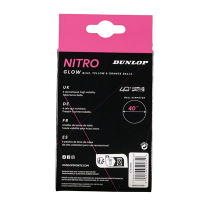 DUNLOP BALL TABLE TENNIS NITRO GLOW 40+ ASSORTED (6)
