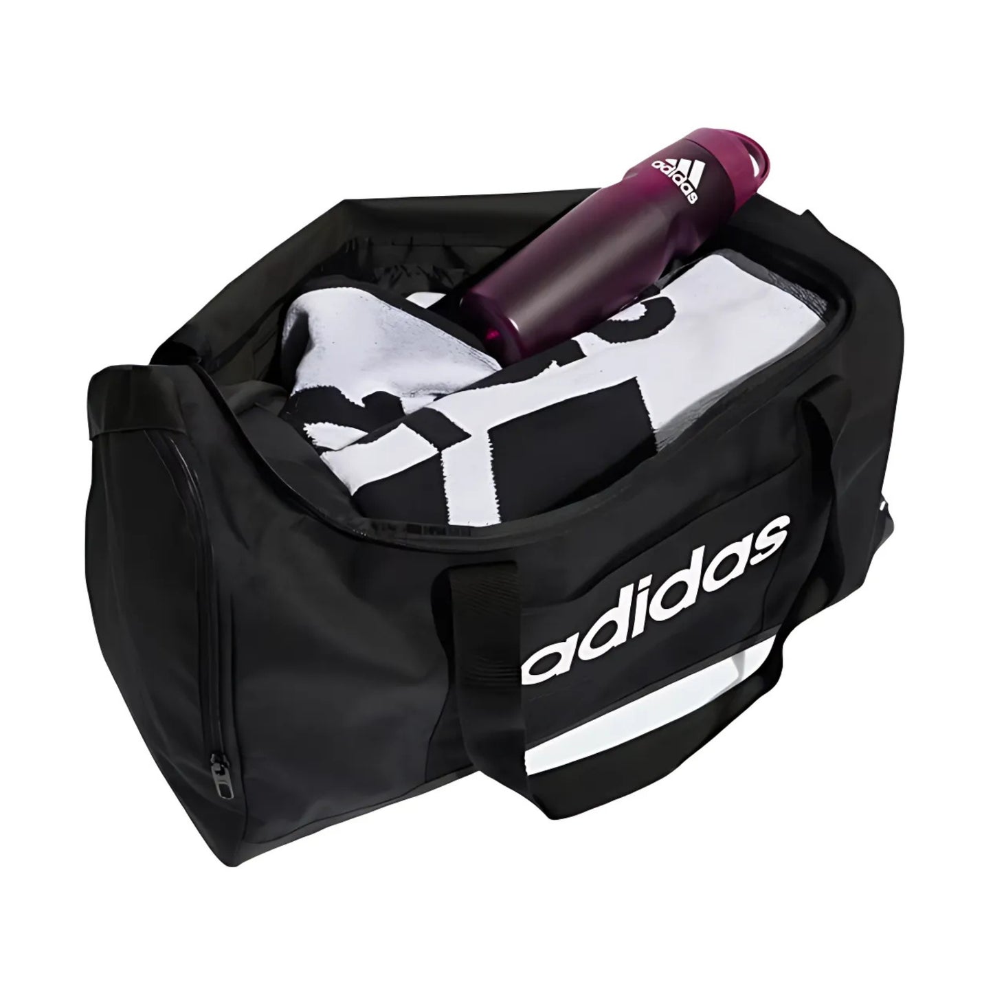 ADIDAS BAG DUFFEL LINEAR MEDIUM BLACK/WHITE