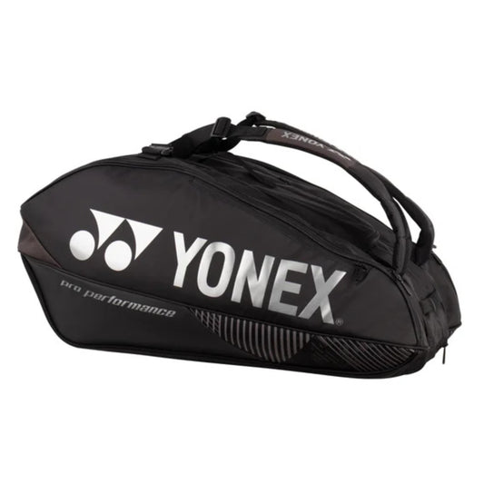 Black Yonex bag with white logo on a white background