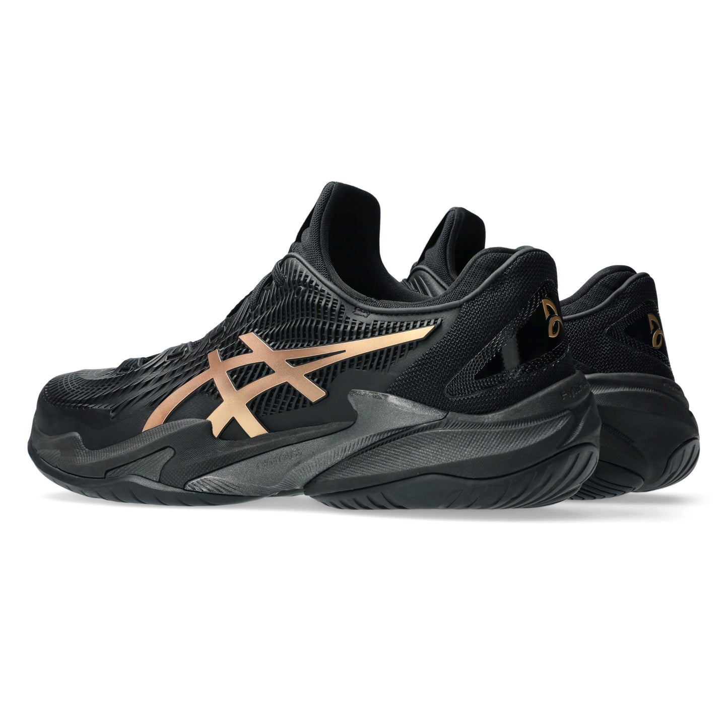 Black and brown tennis shoe shoes on a white background