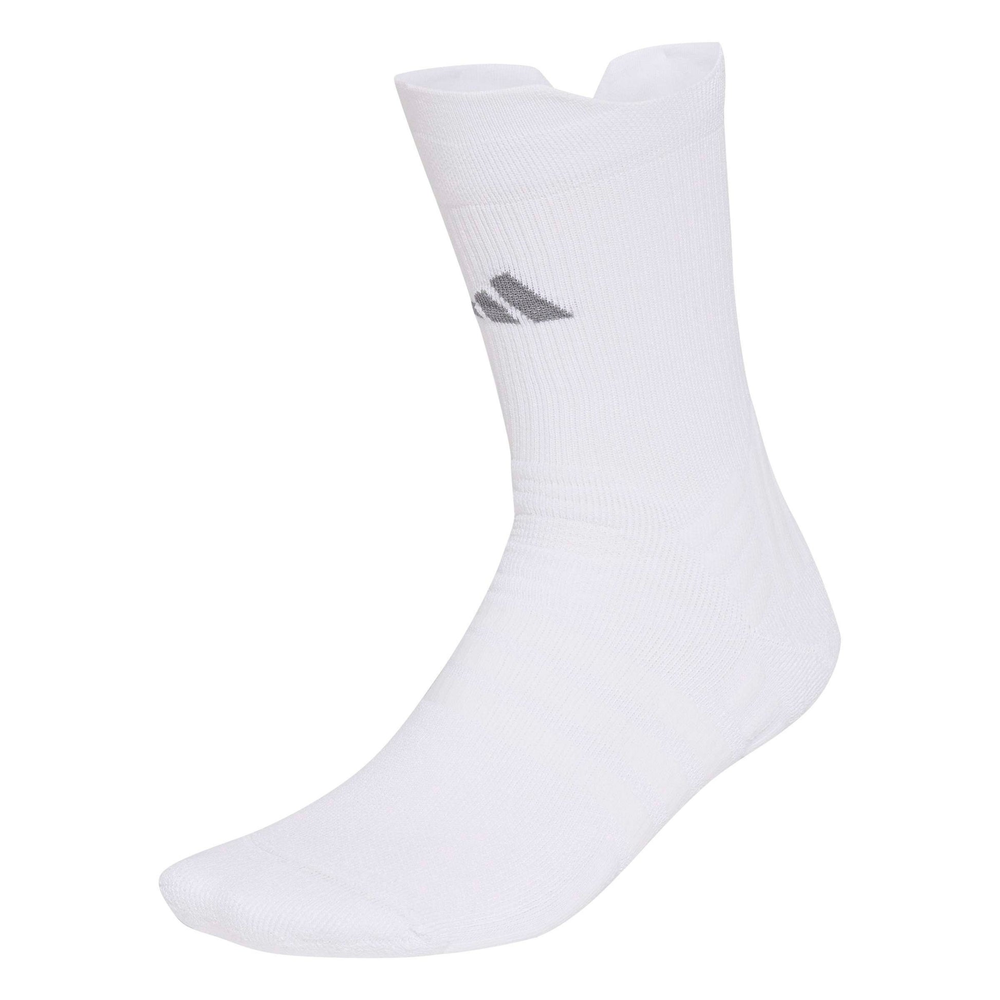 White adidas crew sock on a white background
