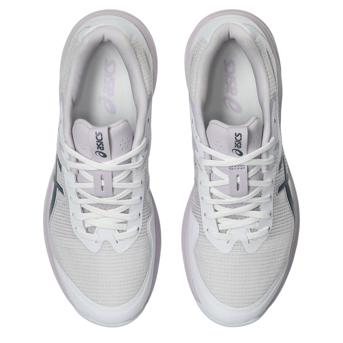 White running shoes with visible Asics logo on a white background