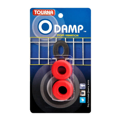 Packaged O-Damp vibration absorbers with Tourana branding on a blue background