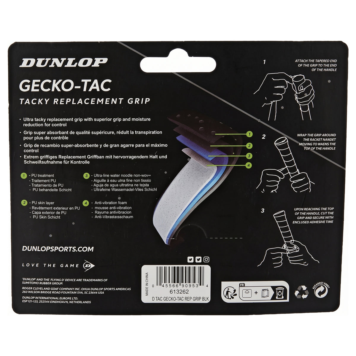 DUNLOP GRIP REPLACEMENT GECKO-TAC BLK