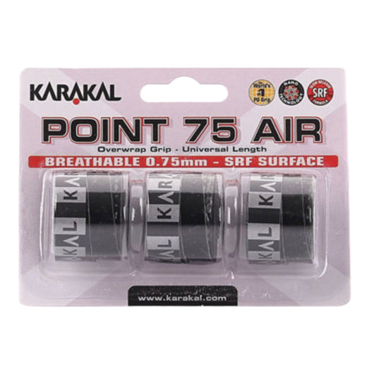 Karakal Point 75 Air black overwrap grip packaging on a white background