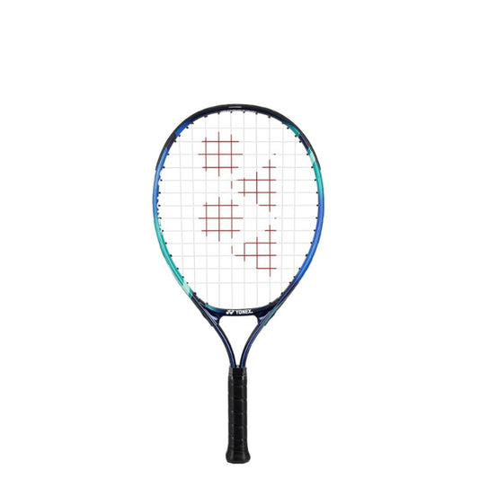Yonex blue and green racket with logo on racket