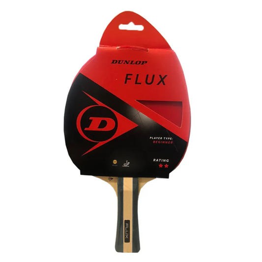 Table tennis bat in it's packaging with Dunlop logo and the word Flux on it