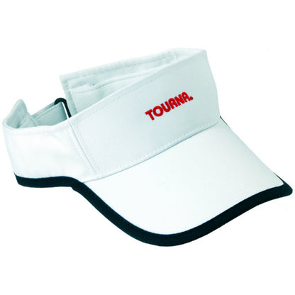 White visor with red 'TOURNA' logo on a white background