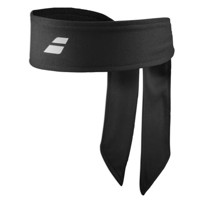 Black Babolat headband with a logo on a white background
