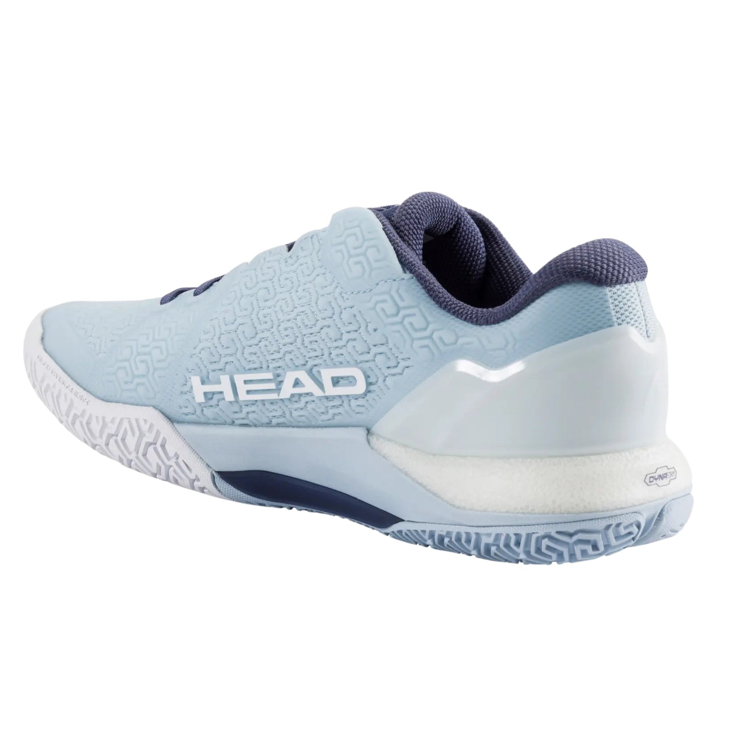 Light blue and white tennis shoe with 'HEAD' branding on a white background