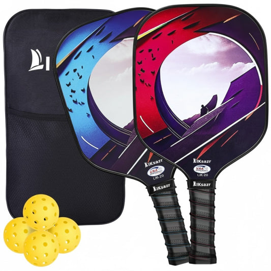 LIKSAZR PICKLEBALL SET 2 BATS + 4 BALLS