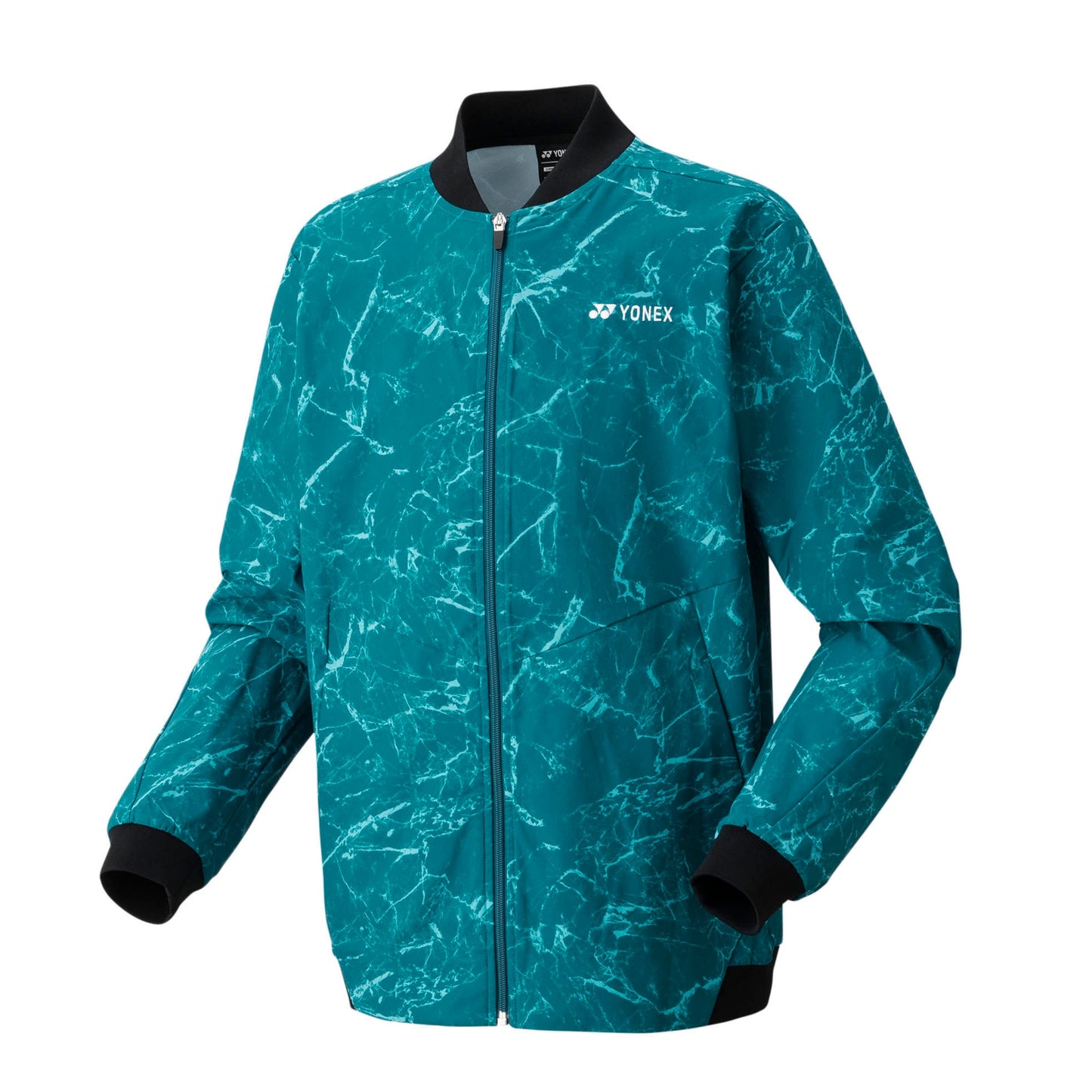 Teal jacket with black accents and Yonex logo on a white background