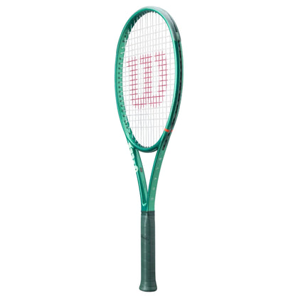 Green tennis racket with Wilson logo on a white background