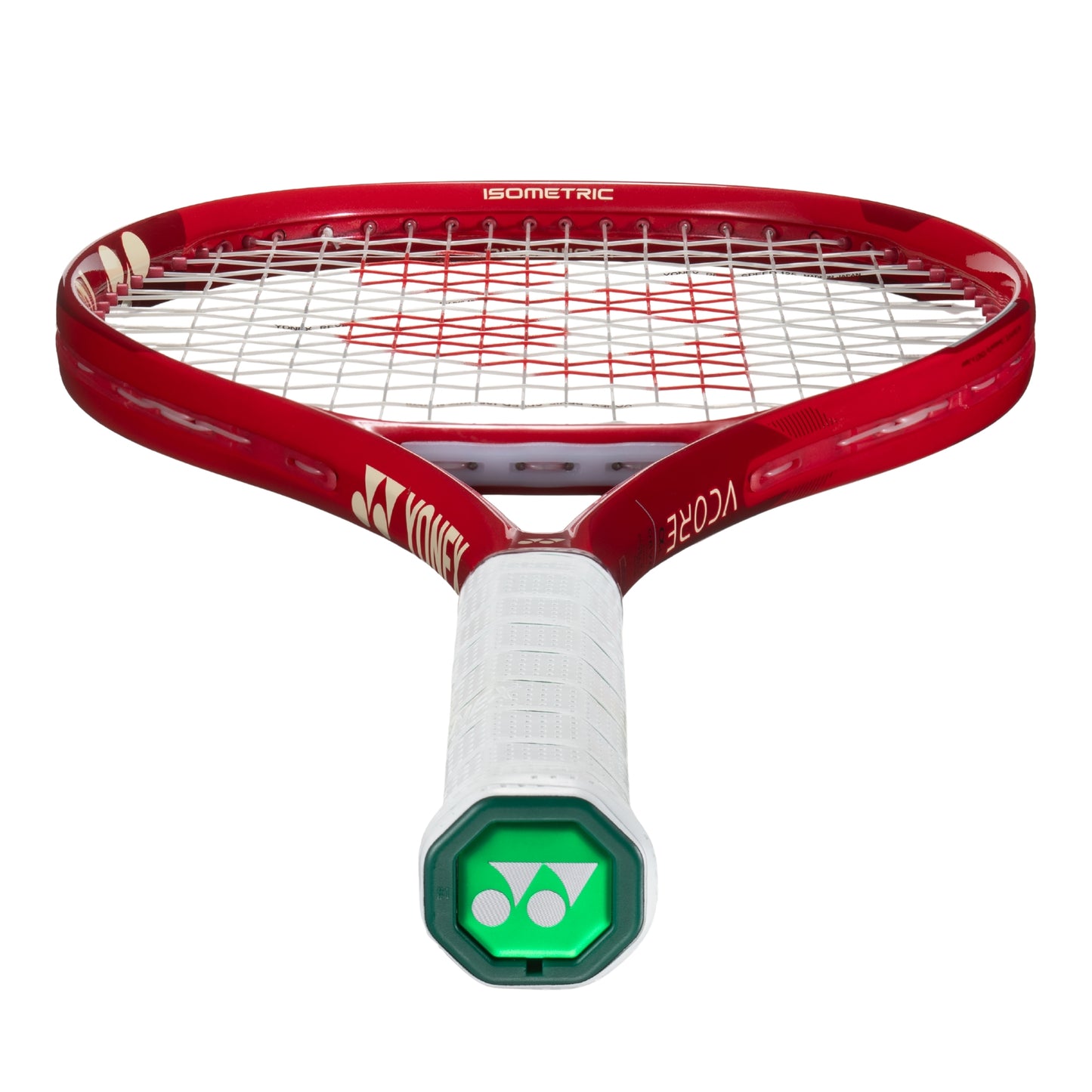 Red Yonex vcore Ace red racket on a white background