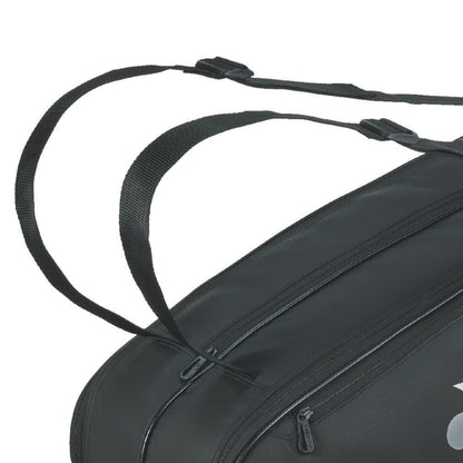Black Yonex tennis bag with logo on a white background