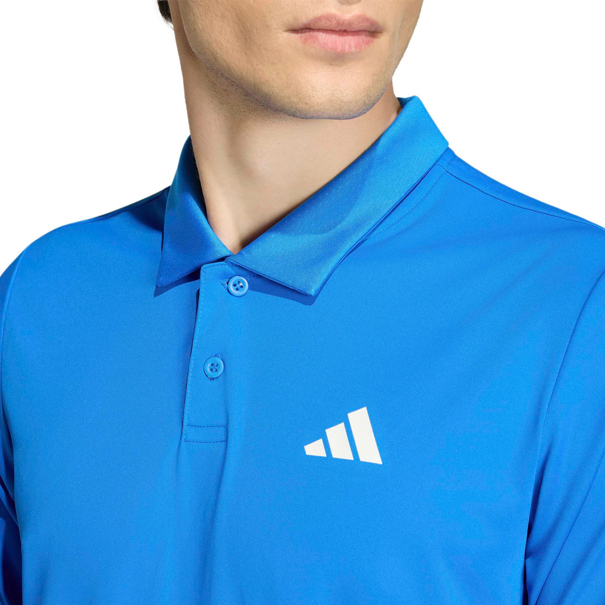 Close-up of a adidas polo shirt on a white background