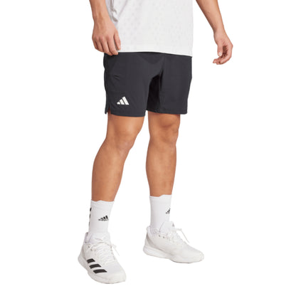 Black shorts with adidas logo on bottom right corner on the right leg