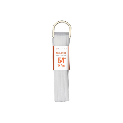 White shoelace with a label on a white background