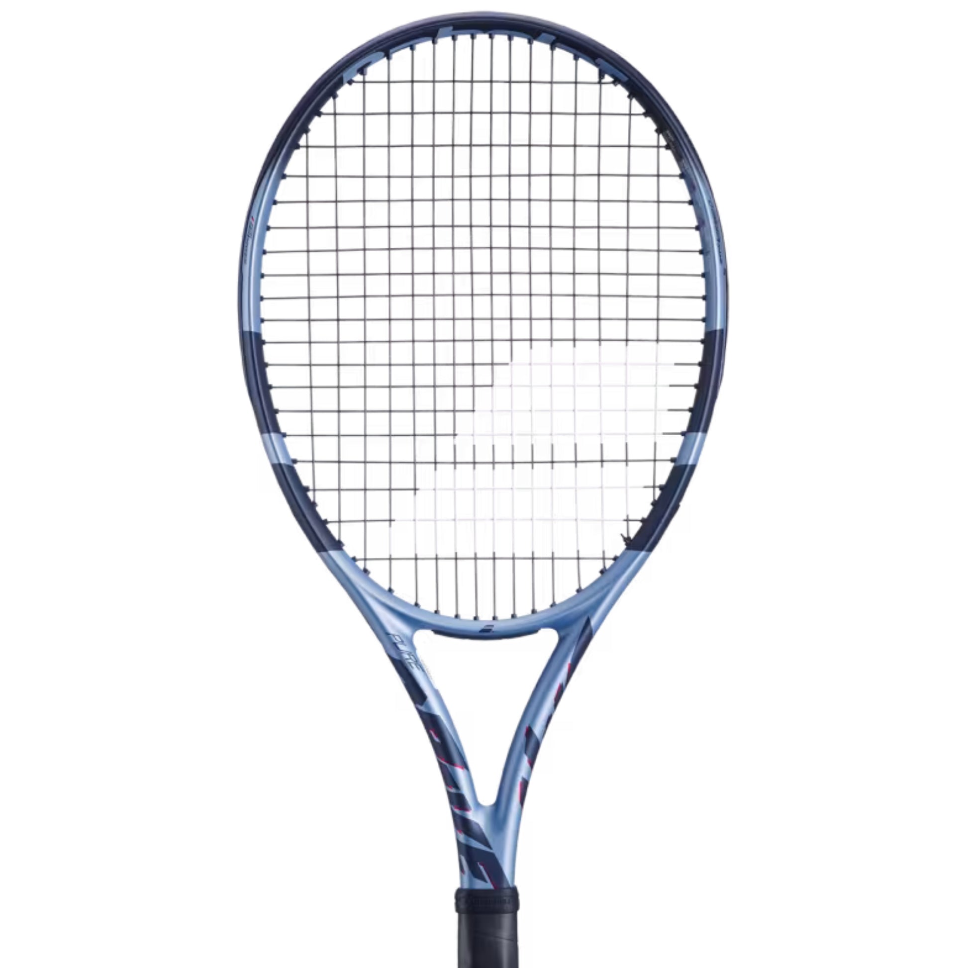 Blue and Navy Babolat racket with wording Pure Drive 